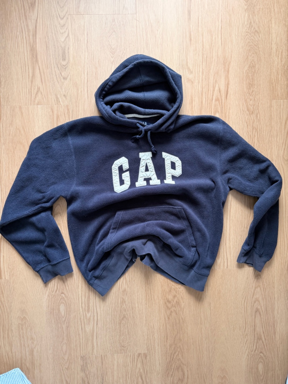 GAP Navy Blue Fleece Hoodie with White Logo